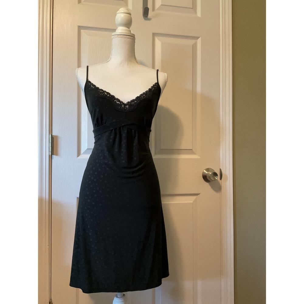 💚Black polka doted slip dress L